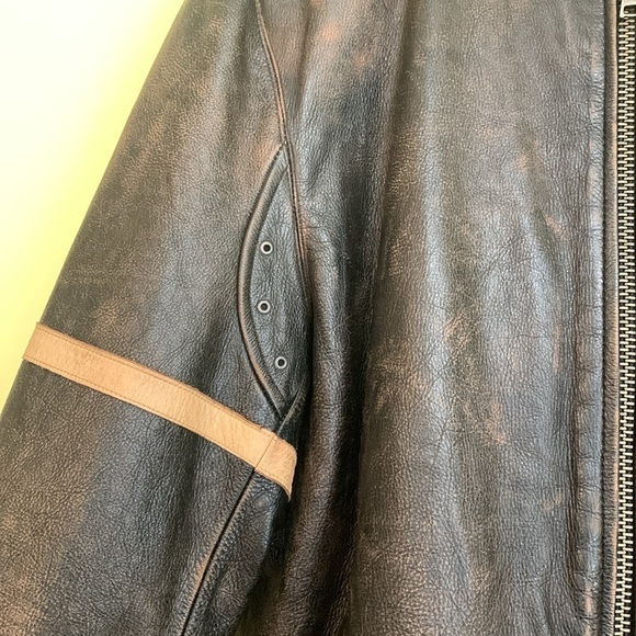 Banana Republic Brown Vintage Cafe Racer Motorcycle Leather Bomber Jacket XL T - Picture 9 of 17